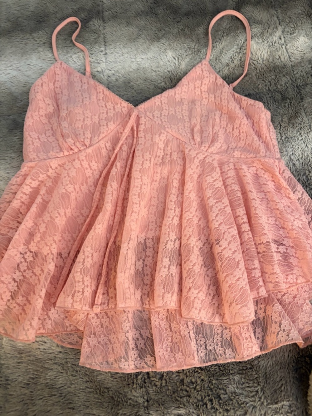 Francesca's Collections Blush Pink Lace Peplum Camisole
